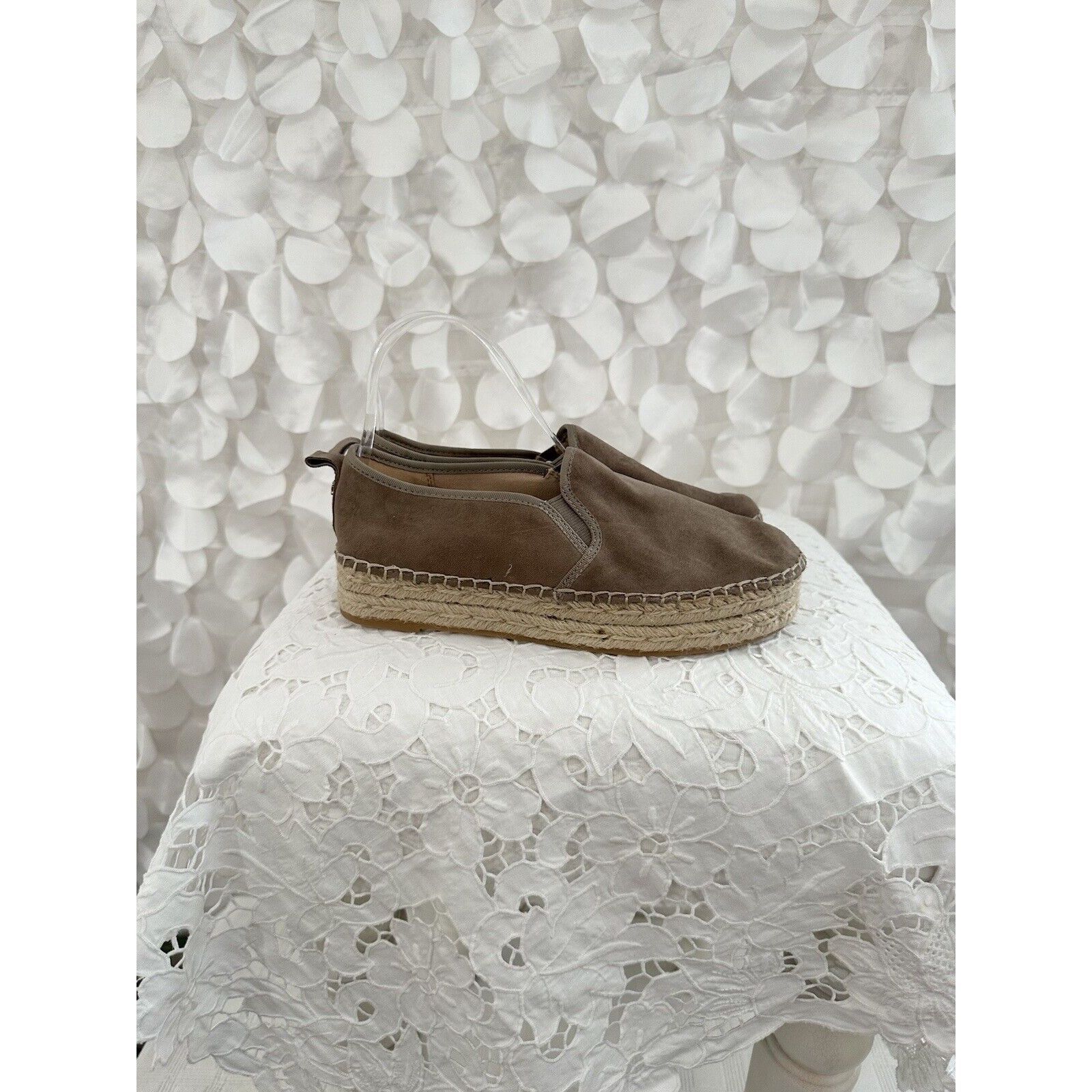 Sam Edelman Carrin Platform Espadrille Oatmeal Suede Flats 7.5 Slip On Nwot